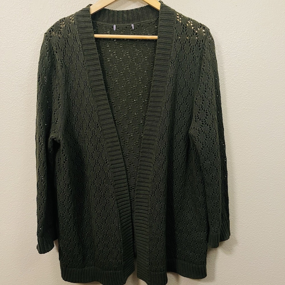 Semi Open Knit Cardigan Green Forrest‎ Fairy Goblincore Nature Size L - READ